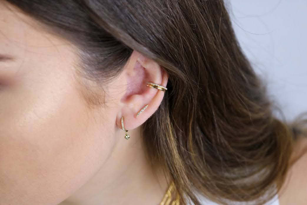 14K Marquis Diamond Bar Stud Earrings